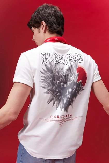 100% Cotton Regular Fit Crew Neck Back Printed Short Sleeve T-Shirt C3466Ax24Sp