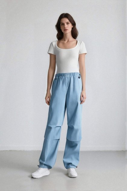 Jogger High Waist Ankle Length Parachute Jean Pants C1321Ax24Sm