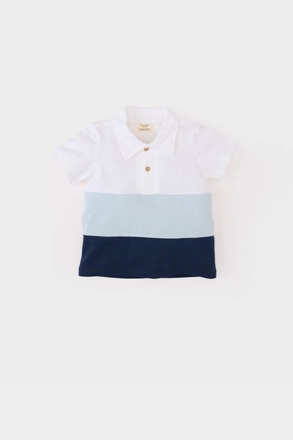 Baby Boy Color Block Pique Short Sleeve Polo T-Shirt B9247A524SM