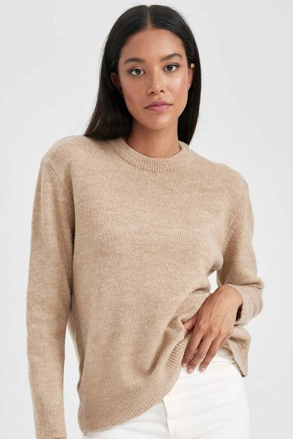 Regular Fit V-Neck Premium Soft Wool Pack Textured Knitwear Sweater B2393Ax23Wn