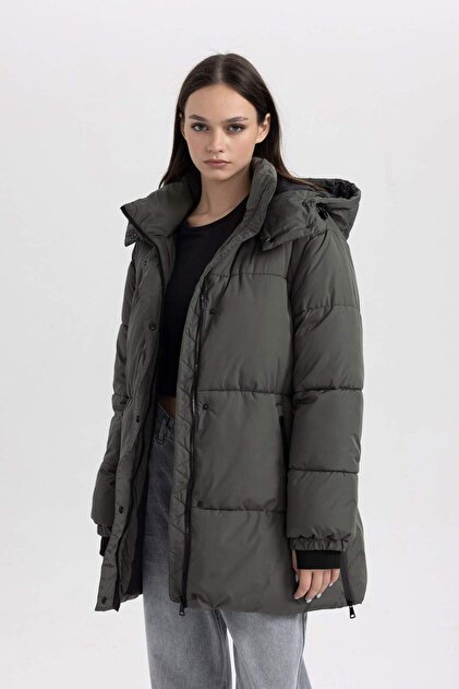 Defacto Su Geçirmez Relax Fit Kapüşonlu Puffer Şişme Mont Parka
