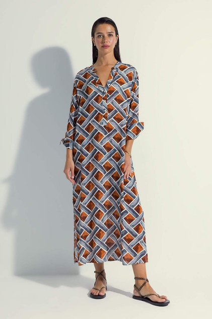 Rochie de plajă cu mânecă lungă cu model Istanbul X Y1884AZ23HS