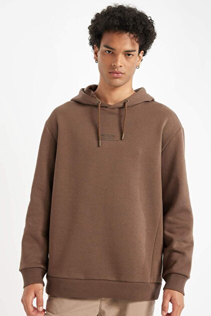 Defacto Relax Fit Kapüşonlu Baskılı Sweatshirt Y9652AZ22WN