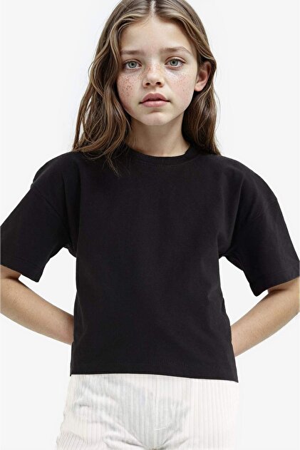 ①slim❣️ Defacto Relax Fit Bisiklet Yaka Basic Düz Kısa Kollu Tişört Kız