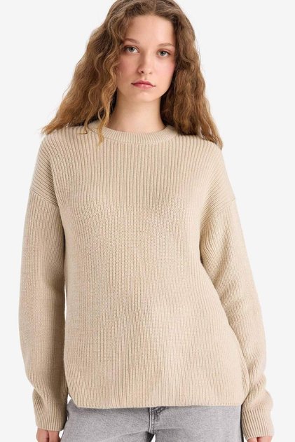Regular Fit Crew Neck Basic Long Sleeve Knitwear Sweater H6905Az21Au