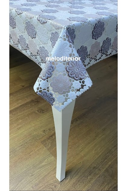 Transparent Coating Lace Processing Daisy Flower Pattern Easy to Wipe Luxury Pvc Tarpaulin Tablecloth