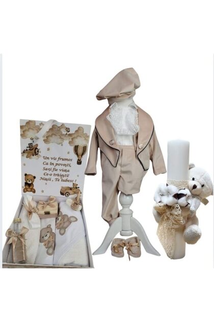 Trusou botez baieti – Beige Bear Set