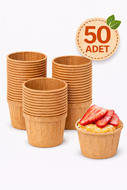 50'li Kraft Muffin Cupcake Kalıbı Kek Kapsülü Naturel Kek Kalıbı , Safari Konsept , Airfryer Uyumlu