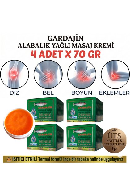 Gardajin Trout Oil Massage Cream 70 Gr X 4 Pcs. for Knees, Waist, Neck and Joints