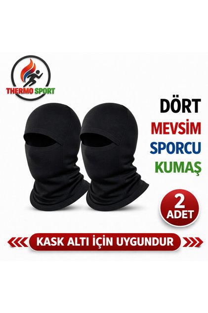 2 Pieces of Balaclava Mask Suitable for under Helmet, Effective Against Cold and Sweat, Black