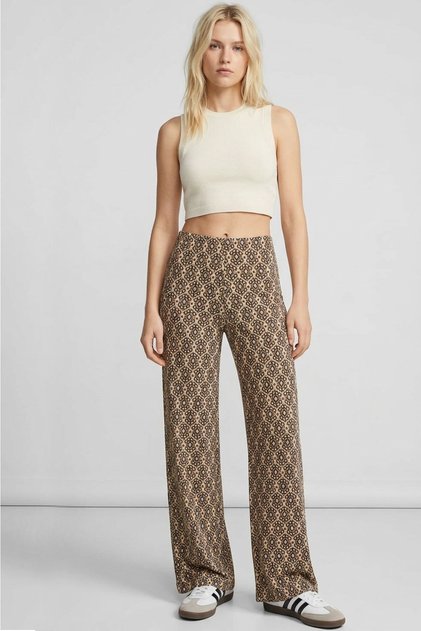 Comfortable Fit High Waist Wide-Leg Viscose Mix Women's Trousers