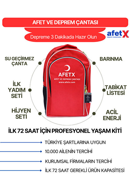AFETX Deprem ve Afet Çantası (Acil Durum Kiti) - 2 (İki) Kişilik
