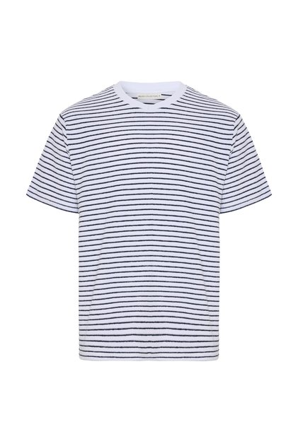 Men's White Striped Crew Neck Knitted T-Shirt
