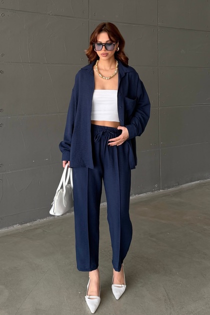 طقم قميص وبنطلون نسائي كتان Look