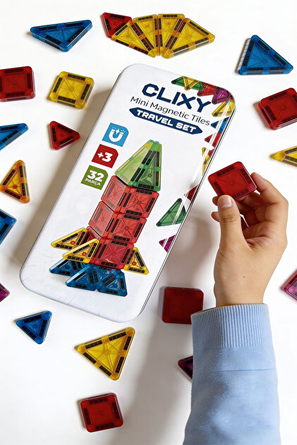 CLIXY Mini Magnetic Blocks 32 Piece Travel Set- Trendyol