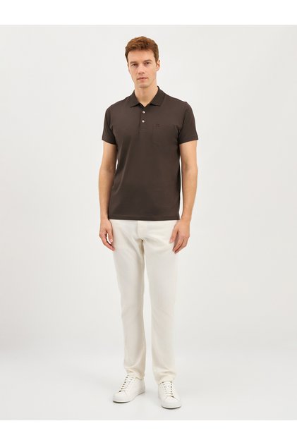 Kahve T-Shirt-Polo Yaka Tişört