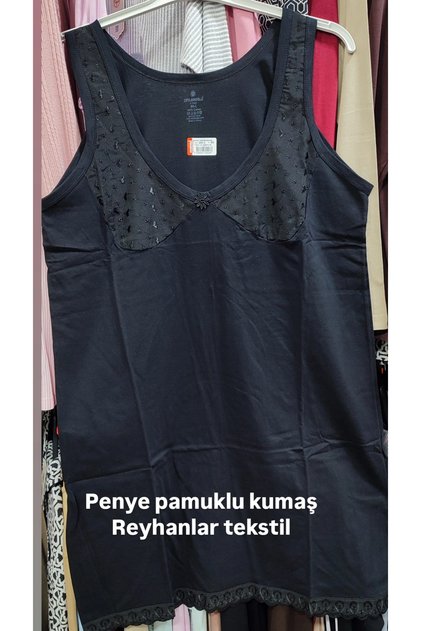 Kadın 3'lü Pamuklu Penye Geniş Askılı Güpürlü Boydan Kombinezon 266