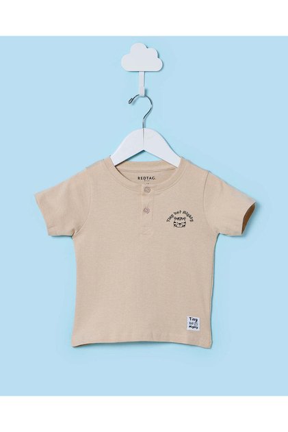 Infant Boys Beige Henley T Shirt