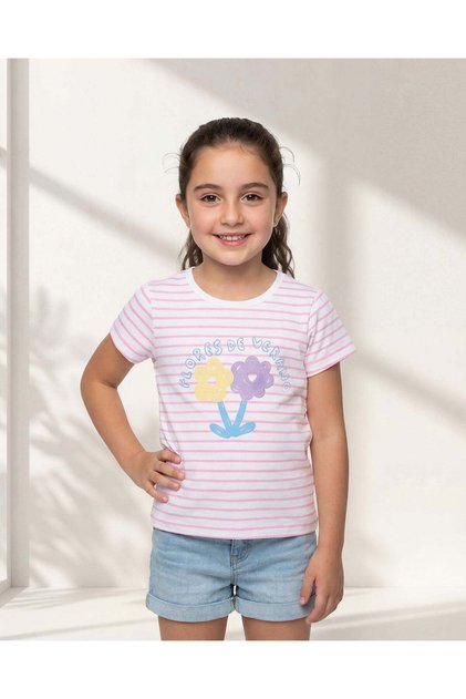 Girls White Printed T-Shirt