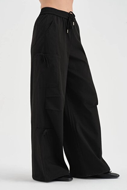 Women's Design Trousers with Side Tie Detail and Elastic Waist