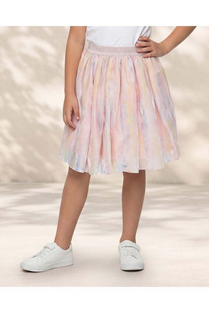 Girls Multicolor Patterned Skirt