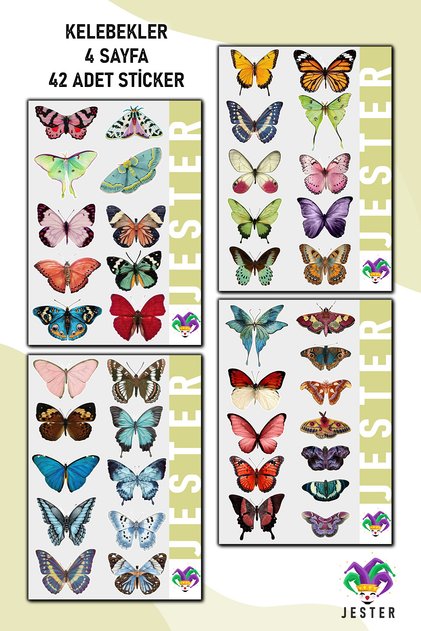 Butterflies 4-Pack Stickers, Decals, Diary, Agenda, Planner, Bullet, Journal, Scrapbook