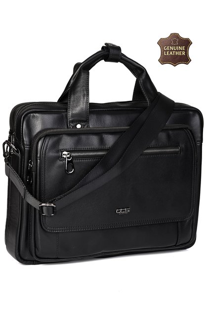 71473 Genuine Leather Unisex Briefcase Bag Se Professional Business Briefcase with Laptop Compartment Bag Se Black