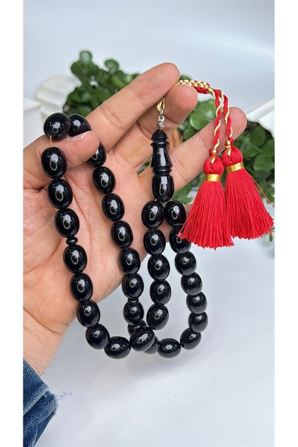 Damar Geçişli Sıkma Kehirmen Prayer Beads, Cotton Tassels, Master Craftsmanship