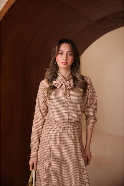 Square Pattern Premium Quality Modal Skirt Blouse Double Set