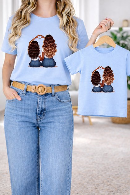 Mother Daughter Combination Oversized T-Shirt - Mother & Child Twin T-Shirt Mother Daughter Printed (Single Price)