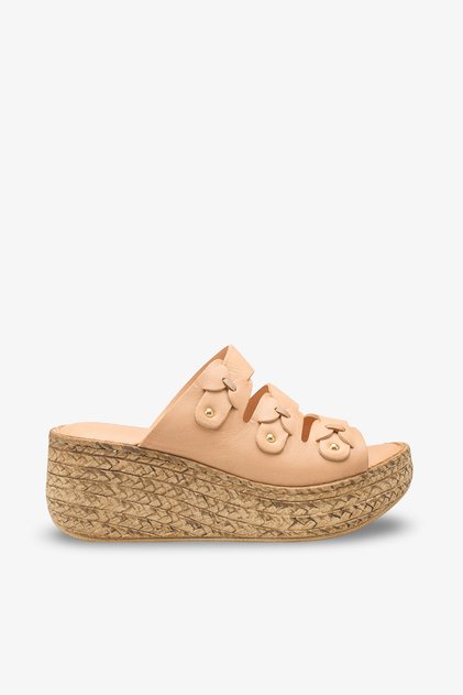 Women's Genuine Leather Padded Slippers Flora Nude
