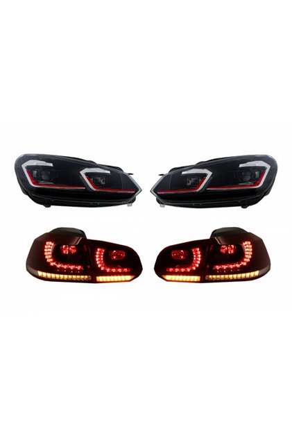Φώτα LED εμπρός και πίσω κατάλληλα για VW Golf 6 VI 2008-2013 με εμφάνιση Facelift G7.5 GTI Κόκκινα