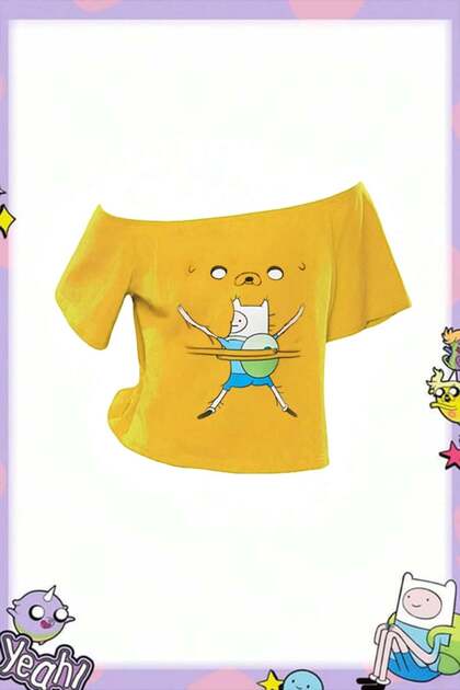 Adventure Friends Jake & Finn Collar Detail Boat Neck Yellow Cropped