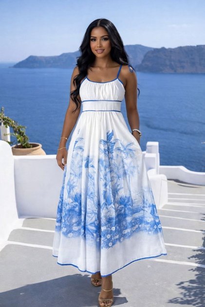 Spaghetti Strap K Linen Inner Maxi Length Dress
