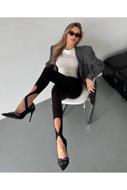 Ultra High Waist Cross Striped Detail Shaping / Sculpting Over-The-Knee Lightweight Shiny No-Pocket Crispy Leggings