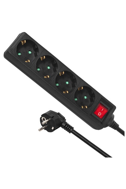 удължителен кабел, 4 контакта, ключ, 3500W, 3 м, немски тип, MCE196G