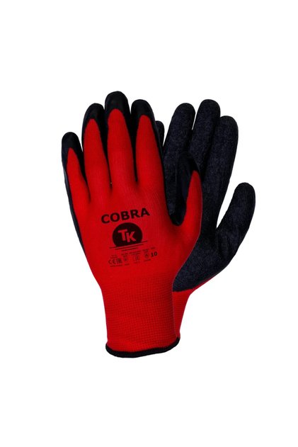 Manusi de protectie Cobra, captuseala din latex, marime 10 (XL), rosu/negru