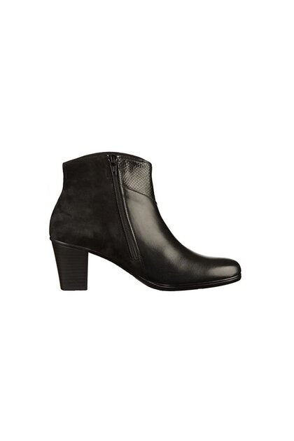 Botine damă - Opti-fit - mărime 36 - Negru Piele Naturală - Fermoar Toc Gros Stil Elegant