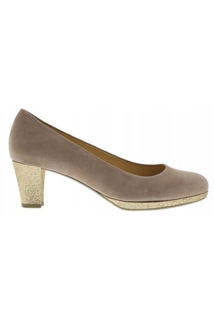 Pantofi cu toc damă - Elegant - mărime 38 - Maro Piele Întoarsă - Toc gros, tăbăcire vegetală