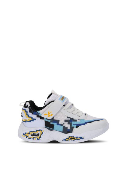 Ninja Boys' White / Navy Blue Casual Sports Shoes