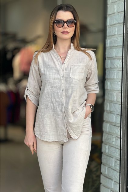 Women's Purple Italian Style Court Collar Shirt