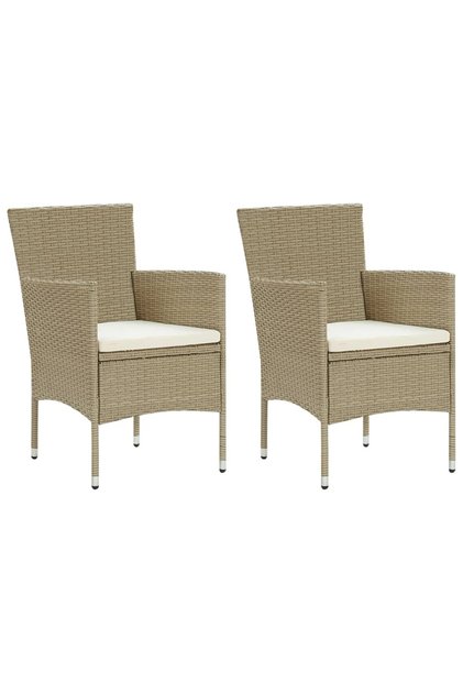 Garden Dining Chairs 2 pcs Poly Rattan Beige