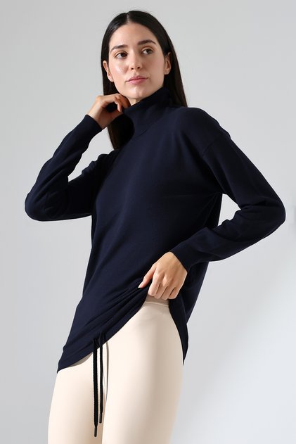 Long Sleeve Drawstring Turtleneck Knitwear Sweater Relaxed Fit Casual Stylish Women's Sweater