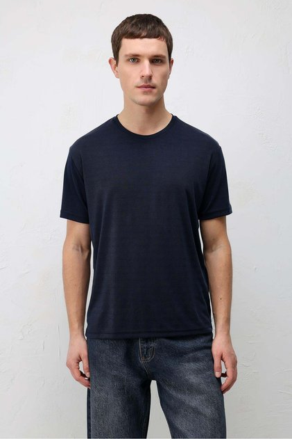 Lacivert Premium Dokulu Erkek T-Shirt