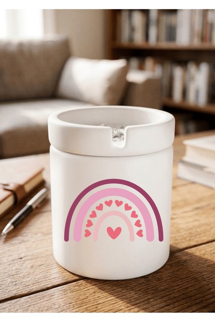 Printed Ceramic Ashtray with Boho Design Odorless Ash Tray