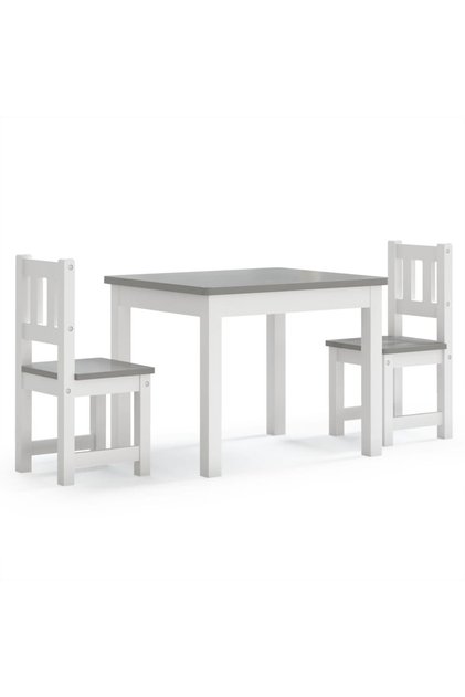 Set masă&scaun pentru copii, 3 piese, alb și gri, MDF