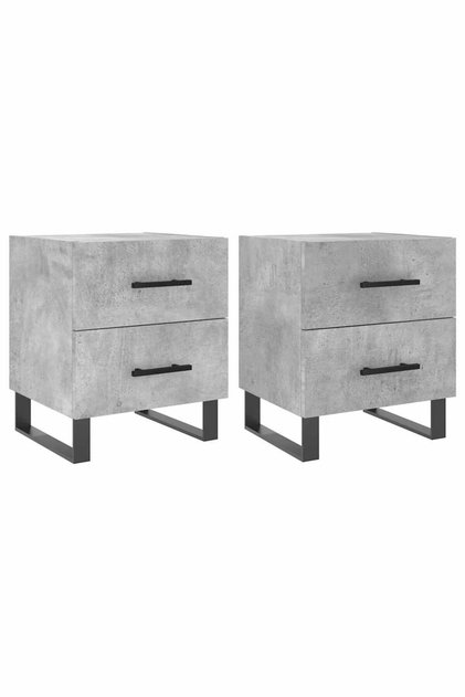 Noptiere, 2 buc., gri beton, 40x35x47,5 cm, lemn compozit