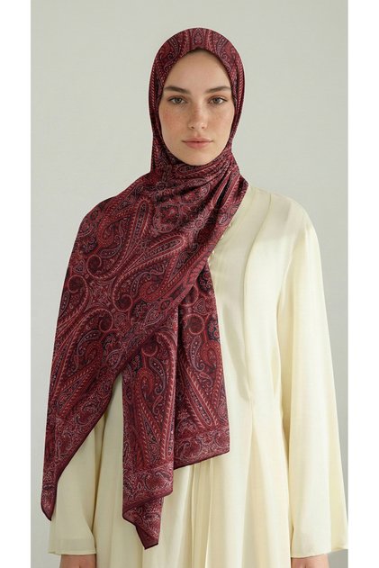 Royal Ethnic Pattern Cotton Shawl - Pink / Burgundy