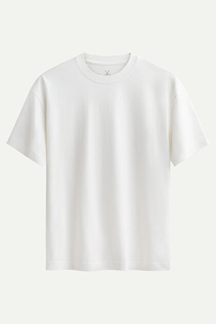 KAFT Erkek Oversize Basic T-Shirt - Urban - Off White - Fiyatı