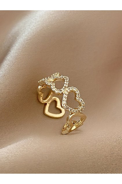 Rhinestone Heart Open Ring